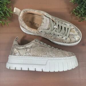 J/Slides Women's Roger Platform Leather Low Top Sneakers Size 8
